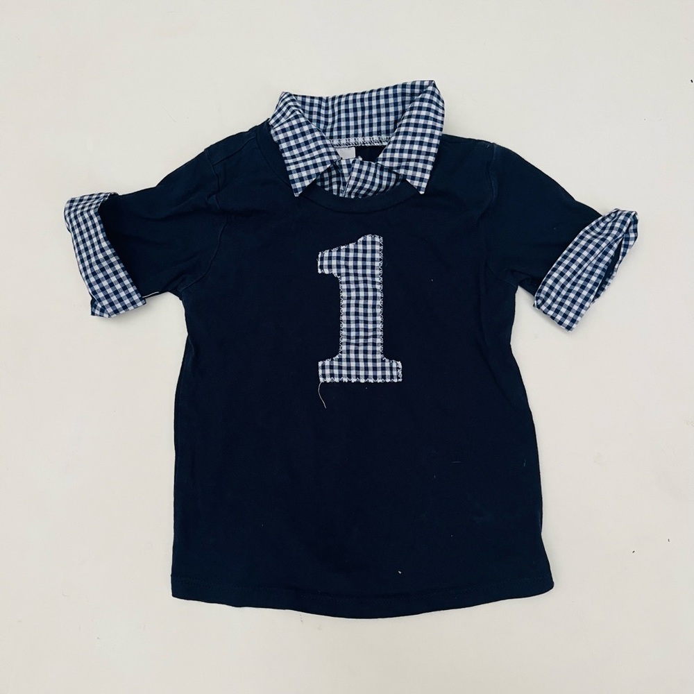 Brimmer Boys 1 Preppy First Birthday Blue Plaid Collared Shirt 24 months